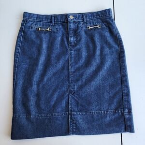 George Me by Mark Eisen Women Blue Denim Skirt 4 Button Blue Pockets Sz 10